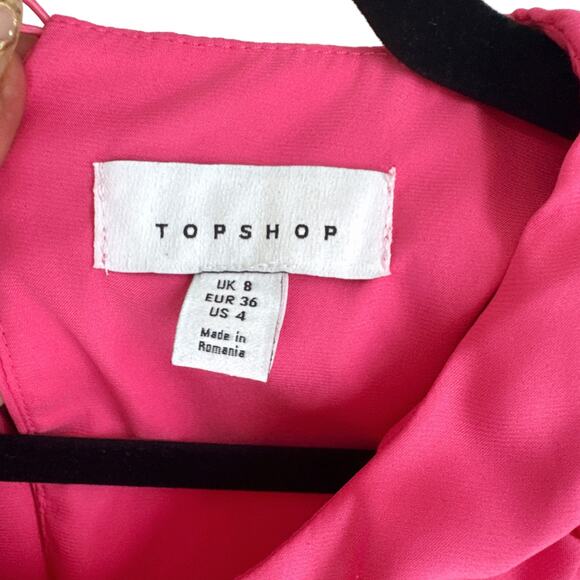 TopShop Pink Rouched Long Sleeve - Picture 2 of 3